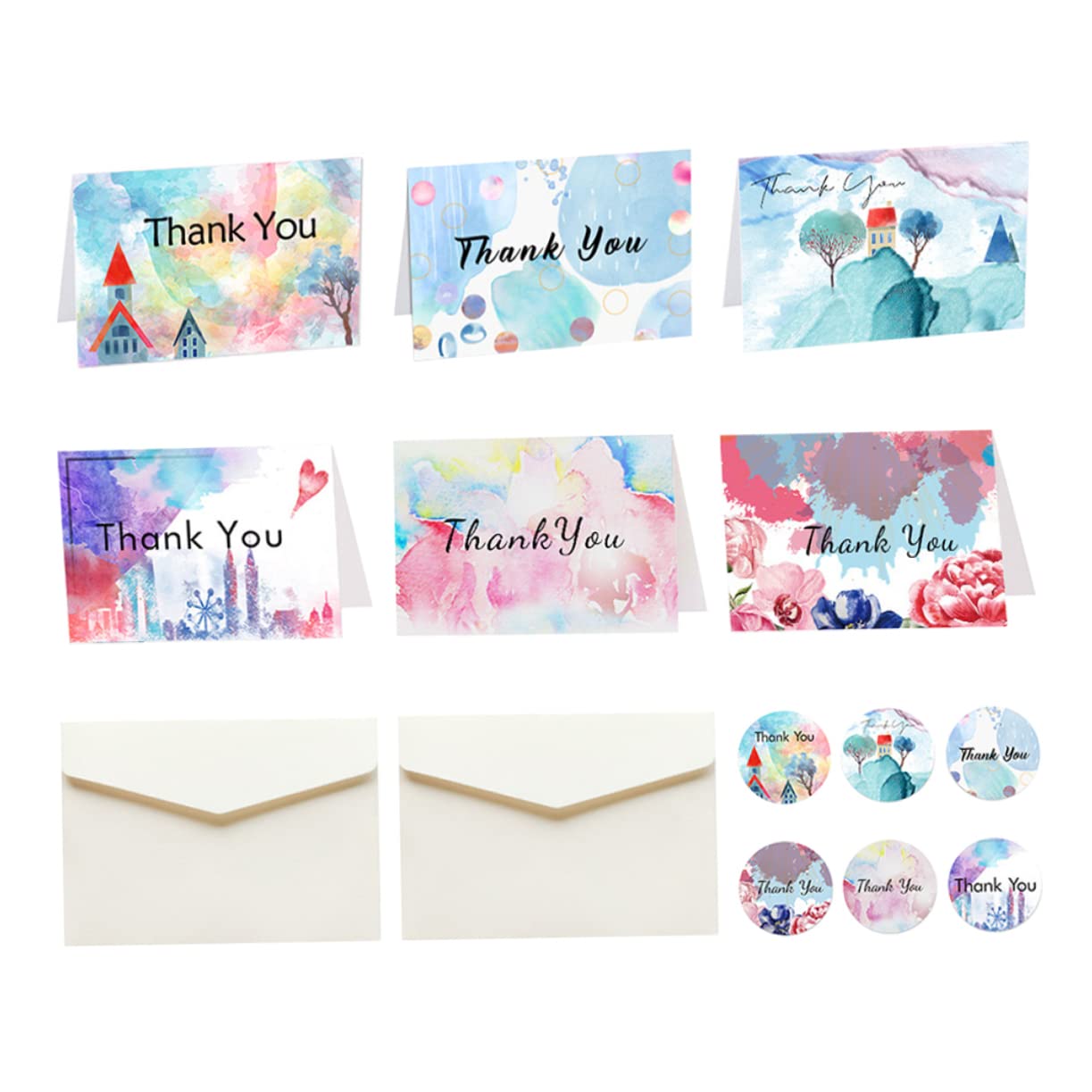 STOBOK 48sätze Dankeskarten Dekorativem Design Mit Umschlägen Und Stickern Danksagungen Für Hochzeiten Feiern Und Besondere Anlässe Geeignet Für Babygeschenke Und Mehr