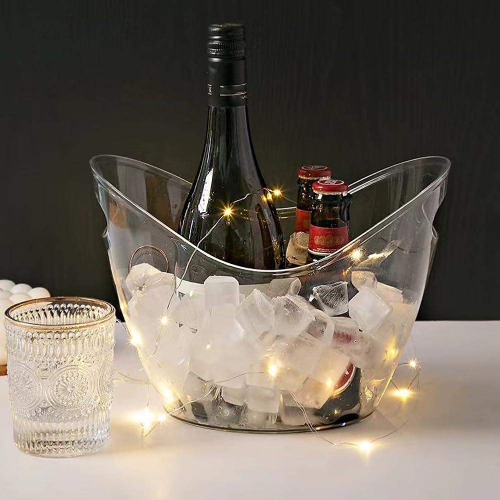 Seau à glace transparent de 3,5 L pour champagne et bière - Seau de conservation de glace pour fêtes, événements et bars à domicile