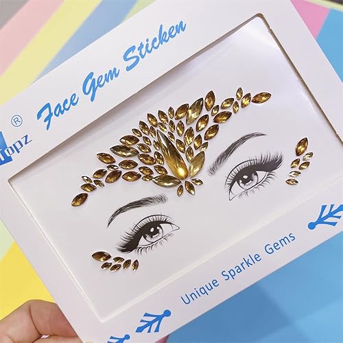 Miniatura 5 de Joyas de la cara para el maquillaje Festival Boda Cara Gemas Temporales Tatuajes Sirena Halloween Bindi Fusión Headpiece Body Jewellery bindi face