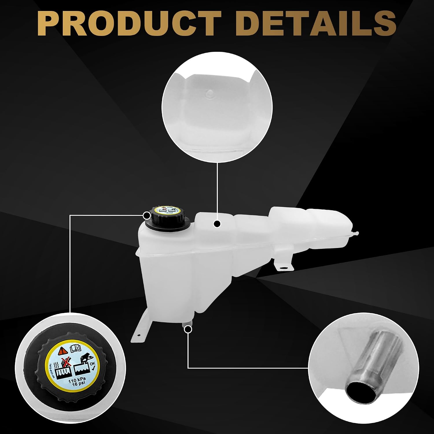 PartsFlow 603-213 Engine Coolant Reservoir Tank Radiator Recovery Overflow Tank W/Cap Compatible With 2000-2005 Ford Excursion/ 1999-2004 Ford F-250 F-350 F-450 F-550 Super Duty/ 1999 F-250 F6DZ8100A