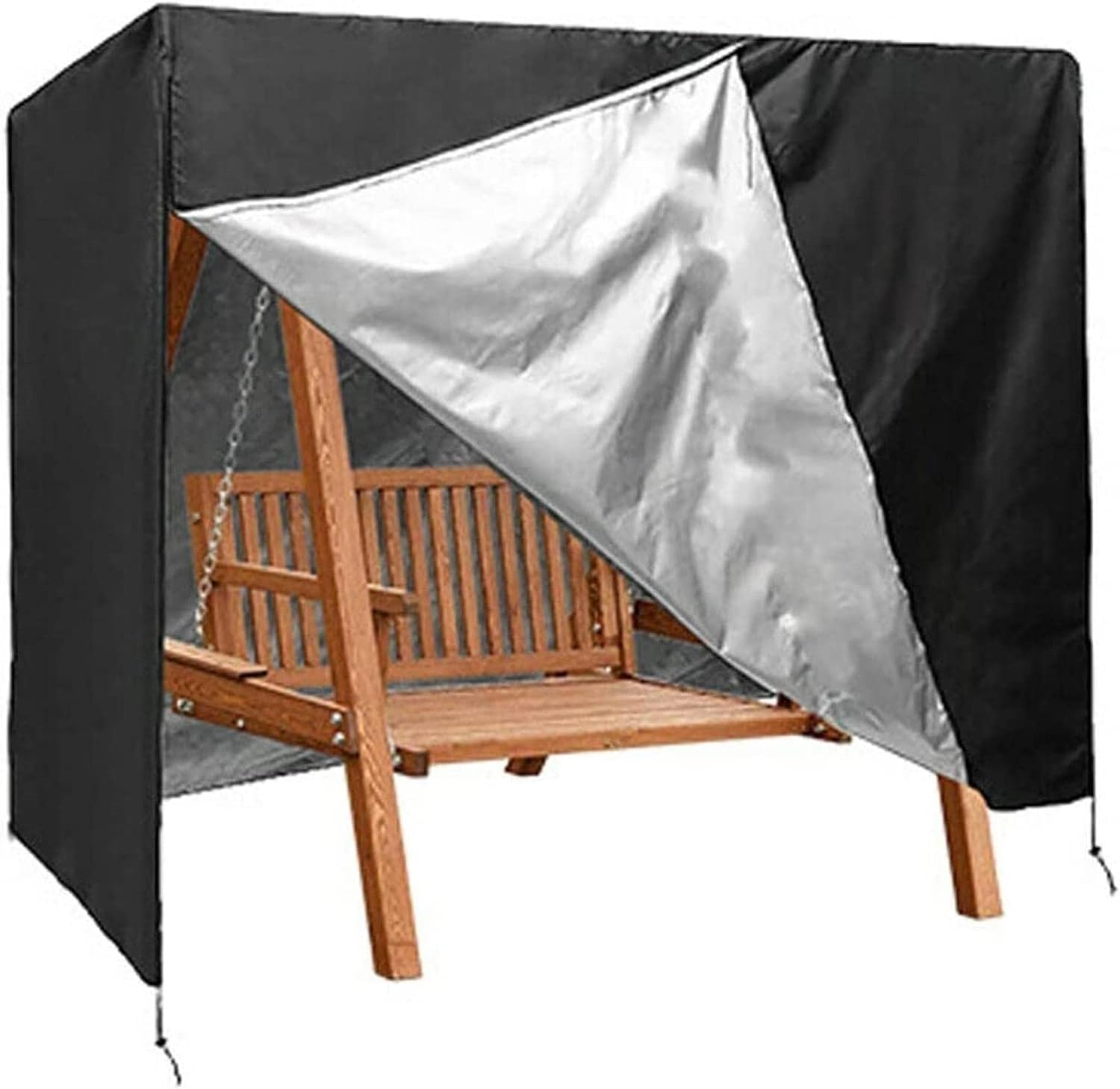 Patio chair covers for outdoor furniture Outdoor Swing Chair Cover, 3seater Garden Hammock Patio Canopy Bench Seat Waterproof Cover, Protector Foldable Sun Shade Patio egg chair ( Color : Black )