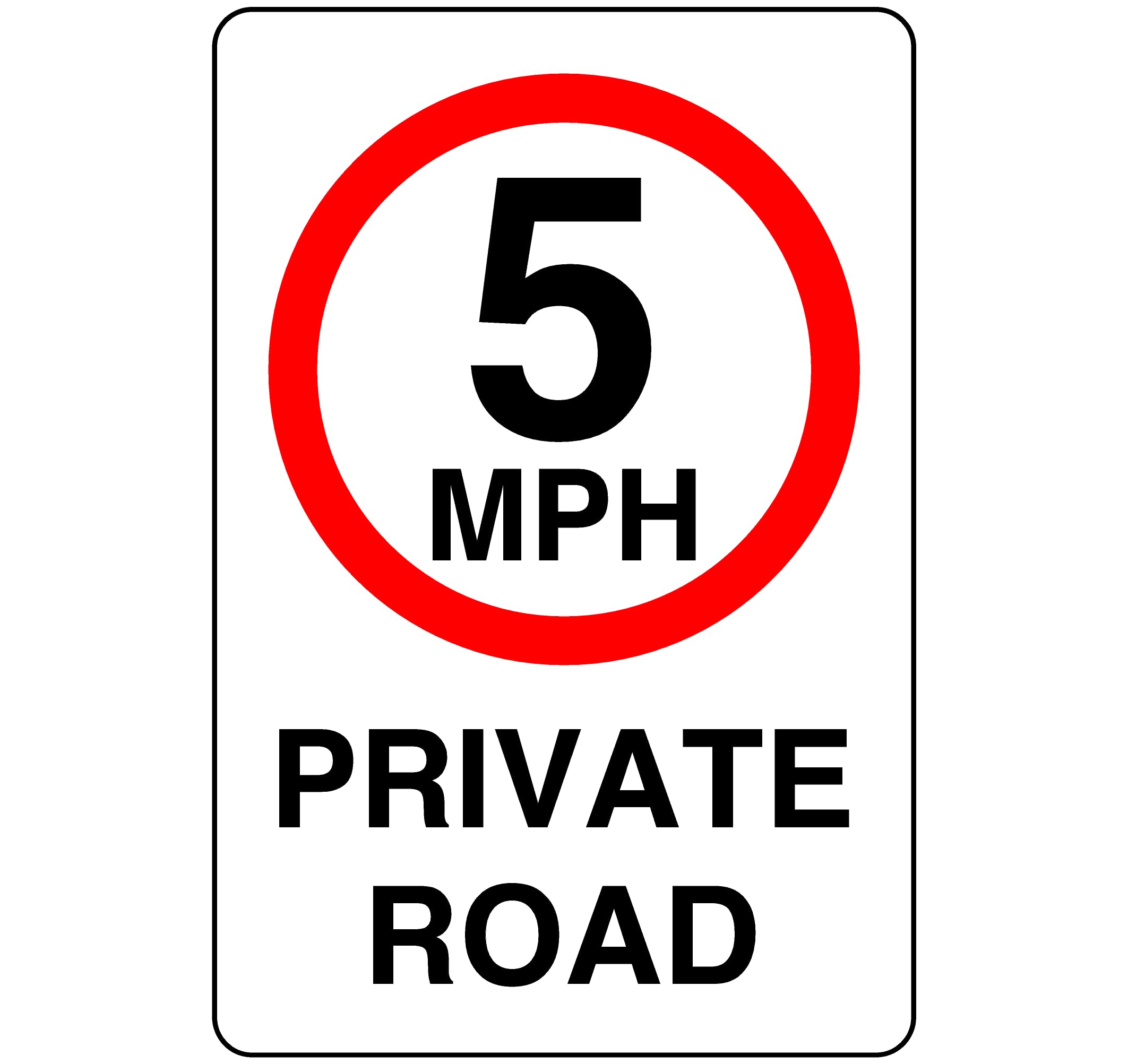 5mph private road speed limit sign- 3mm Aluminum Dibond high-visibility and durability for indoor/outdoor usage (300mm x 200mm) Ensures Safety Within 7m Viewing Distance.