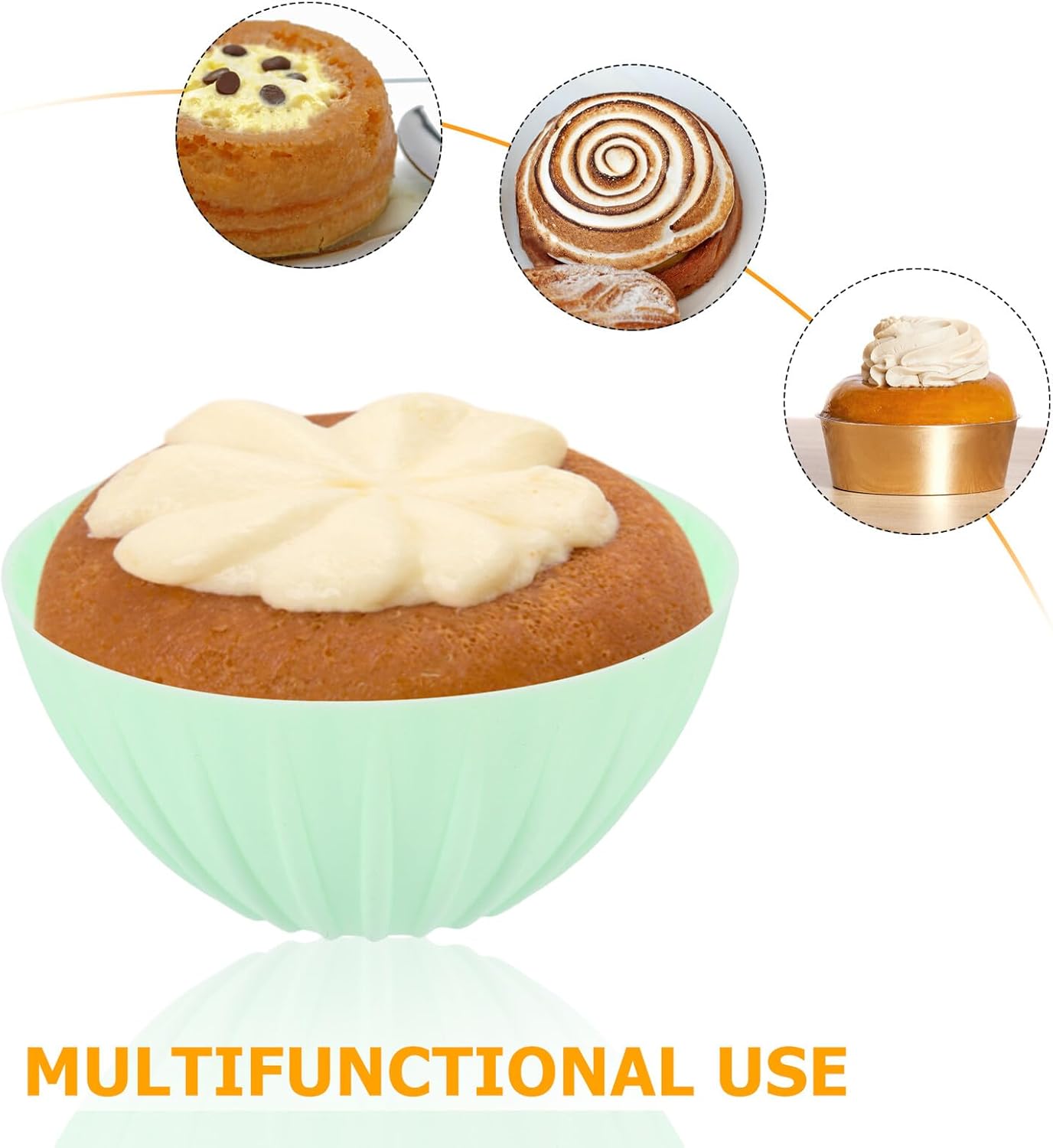 10pcs Silicone round Bread Proofing Basket Set Dough Rising Bowl for Sourdough Baking Green Non-stick Baking Supplies for Home Bakers