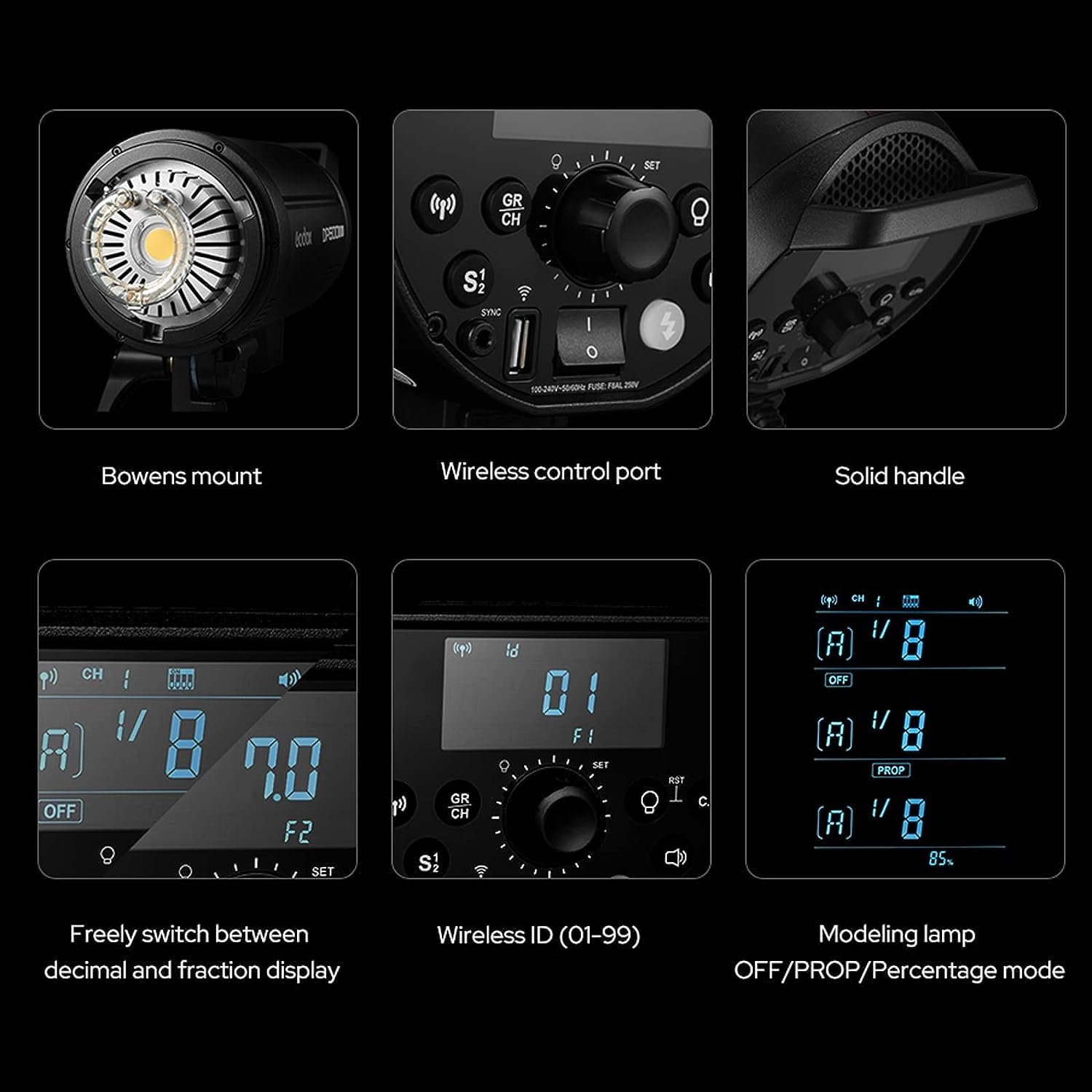 Godox DP400III-V DP400III V Studio Flash, Monoluci 400W 2.4G Wireless X System Monoluce Monolight Strobe con attacco Bowens per Matrimonio Ritratto Fotografia