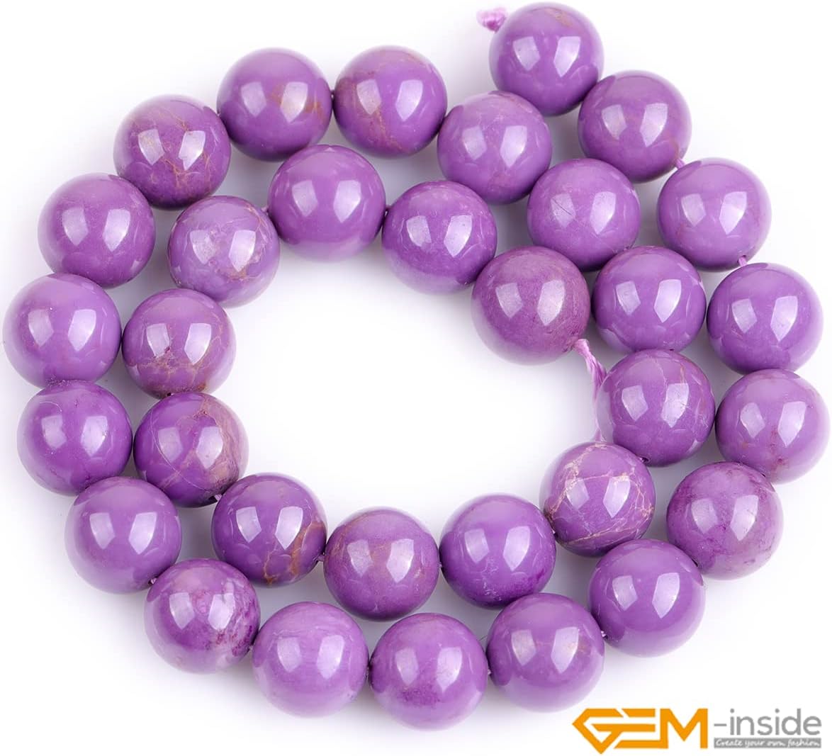 GEM-Inside Natural Purple Phosphosiderite Stone Gemstone 12mm Round Spacer Beads for Jewelry Making 15"