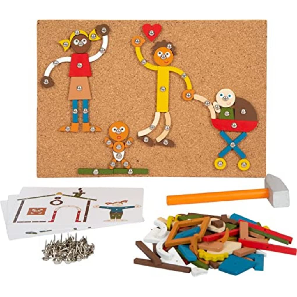 Small Foot Home and Family Hammer Toy, wood, with cork board and hammer, for kids aged 3+ years, 12359