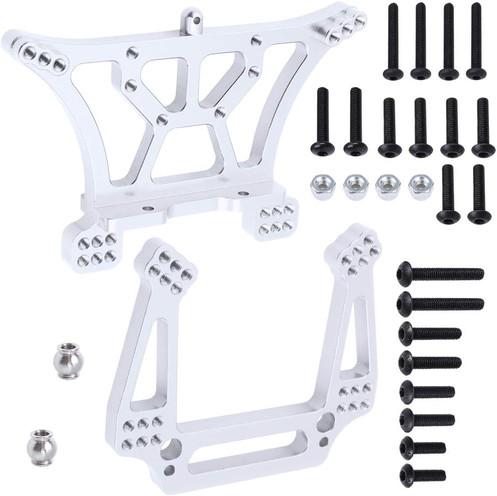 Hobbypark Aluminum Front & Rear Shock Tower Mounts Replace 3638 3639 for 1/10 Traxxas Slash 2WD Upgrade Parts (Sliver)