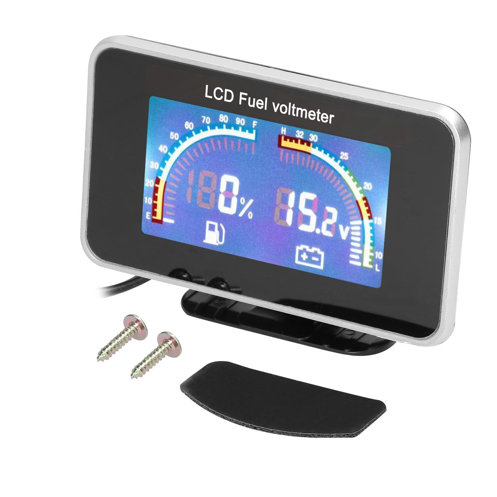 Jauge De Carburant Numérique LCD 2 En Pour Voiture Voltmètre Instrument Universel Affichage Clair -Secousse Réglage Rapide Auto-Apprentissage À 36 V