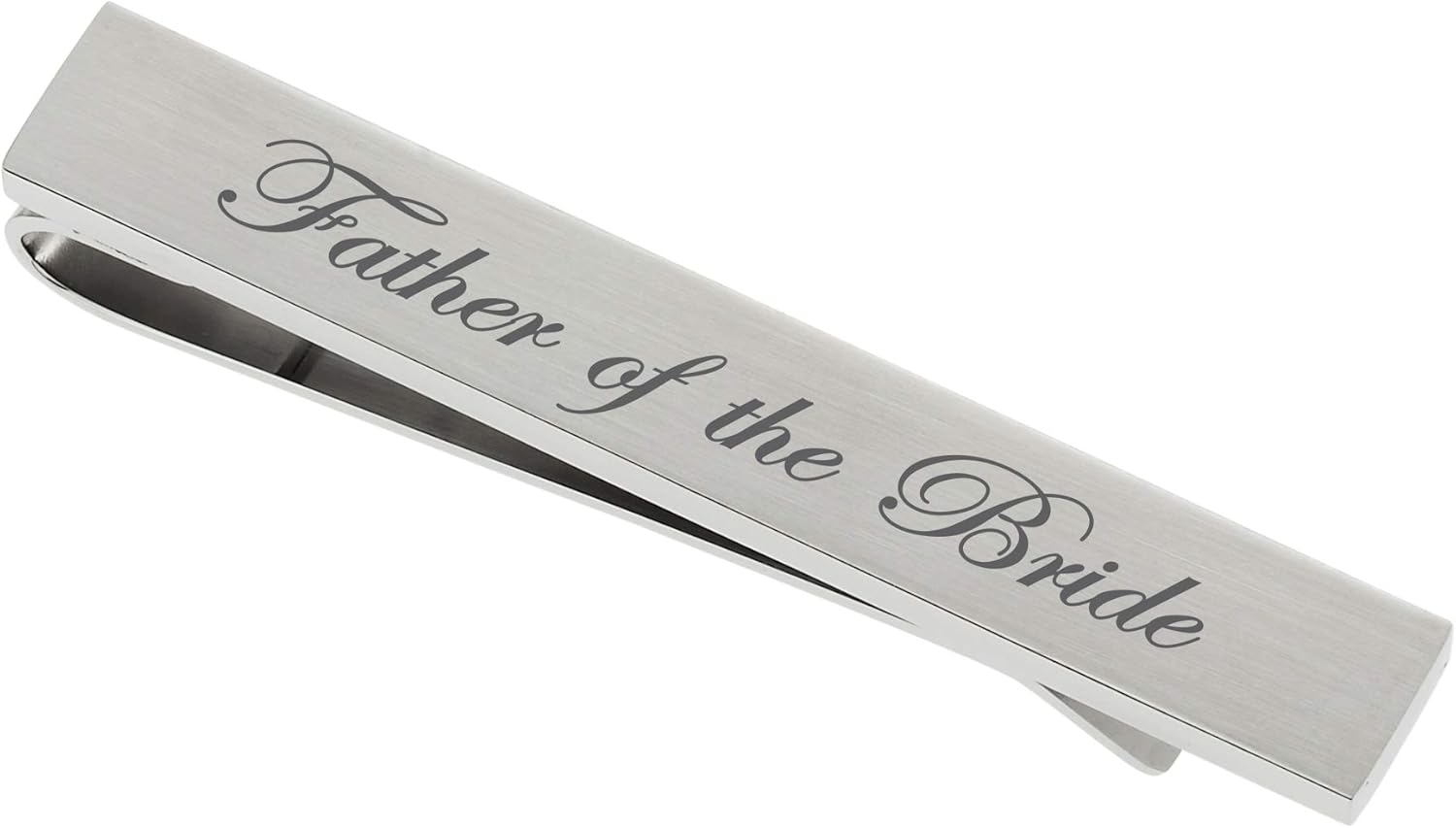 Personalized Silver Stainless Steel Brushed Tie Clip Bar Custom Engraved Free - Men's Gift With Free Engraving - Ships from USA