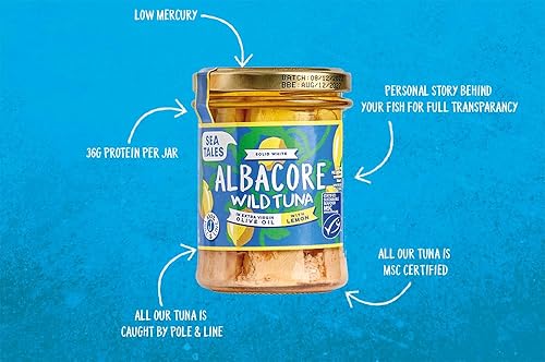 Miniatura 5 de Sea Tales - Filetes de alboca en aceite de oliva virgen extra con limón en frasco, 100% de caña y línea silvestre capturados de forma sostenible,