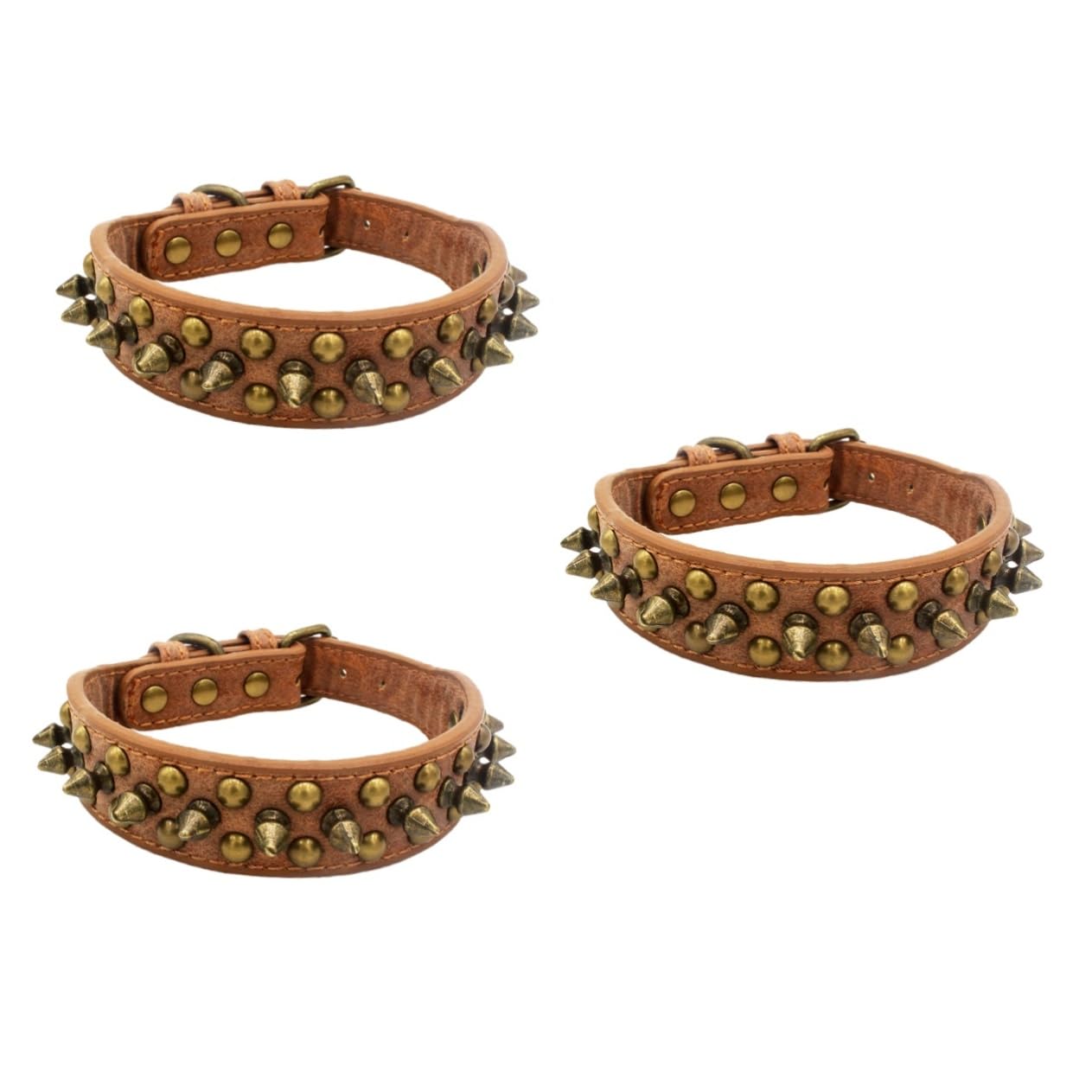 Collier pour chien à clous ronds rivets Milisten protection et style marron