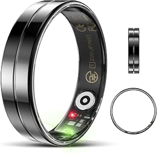 Upgrade Smart Ring for Women Men,Waterproof Fitness Ring, Fitness Tracker for Activity Monitoring,Sleep Tracker, No Subscription Fee, Smart Health Ring for iSO & Android (Black,12#)