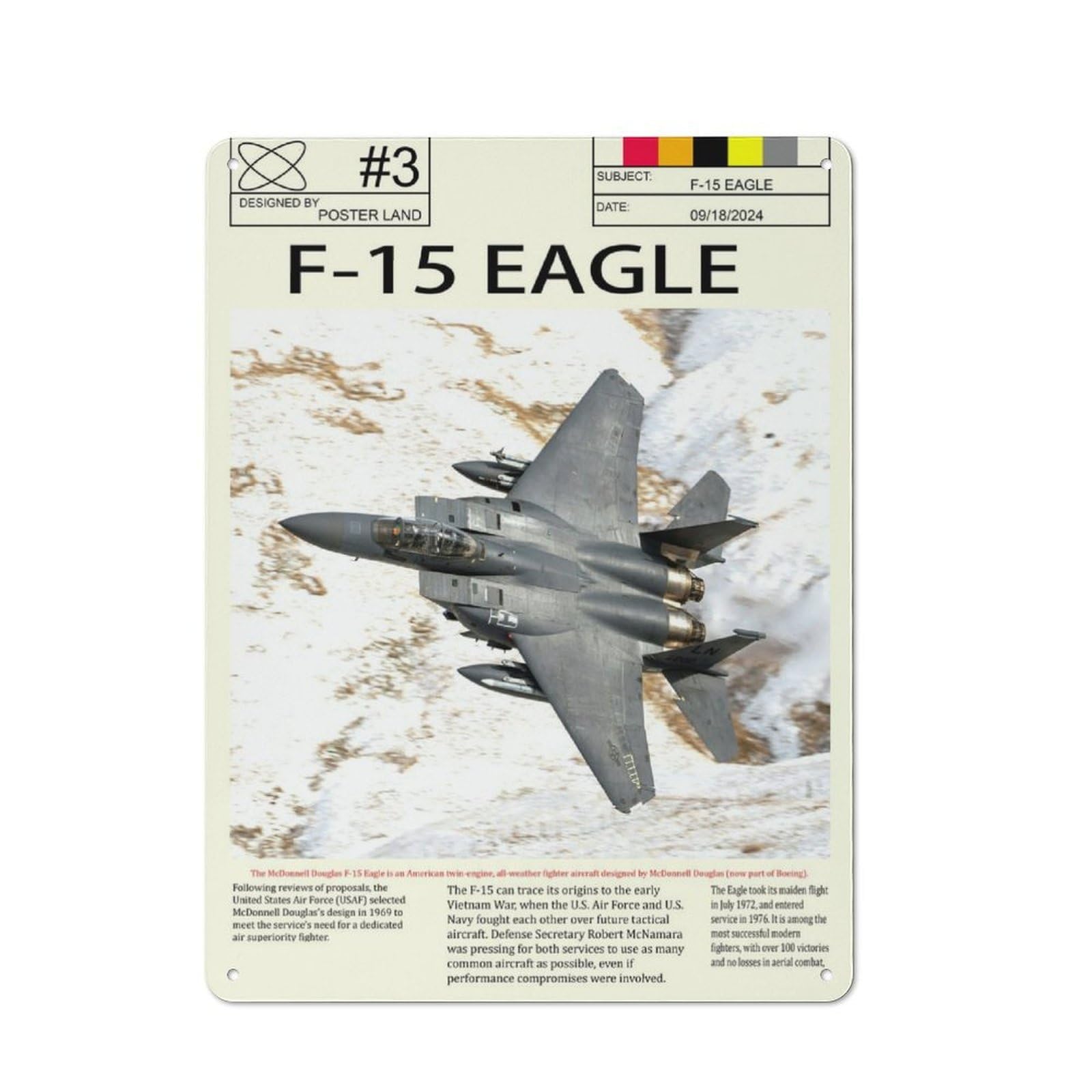 Junmoney F15 Eagle Aircraft Metal Plaque 40X30cm With For Hallway Wall, Rustic Decor, For Garage, Workshop And Man Cave Decoration