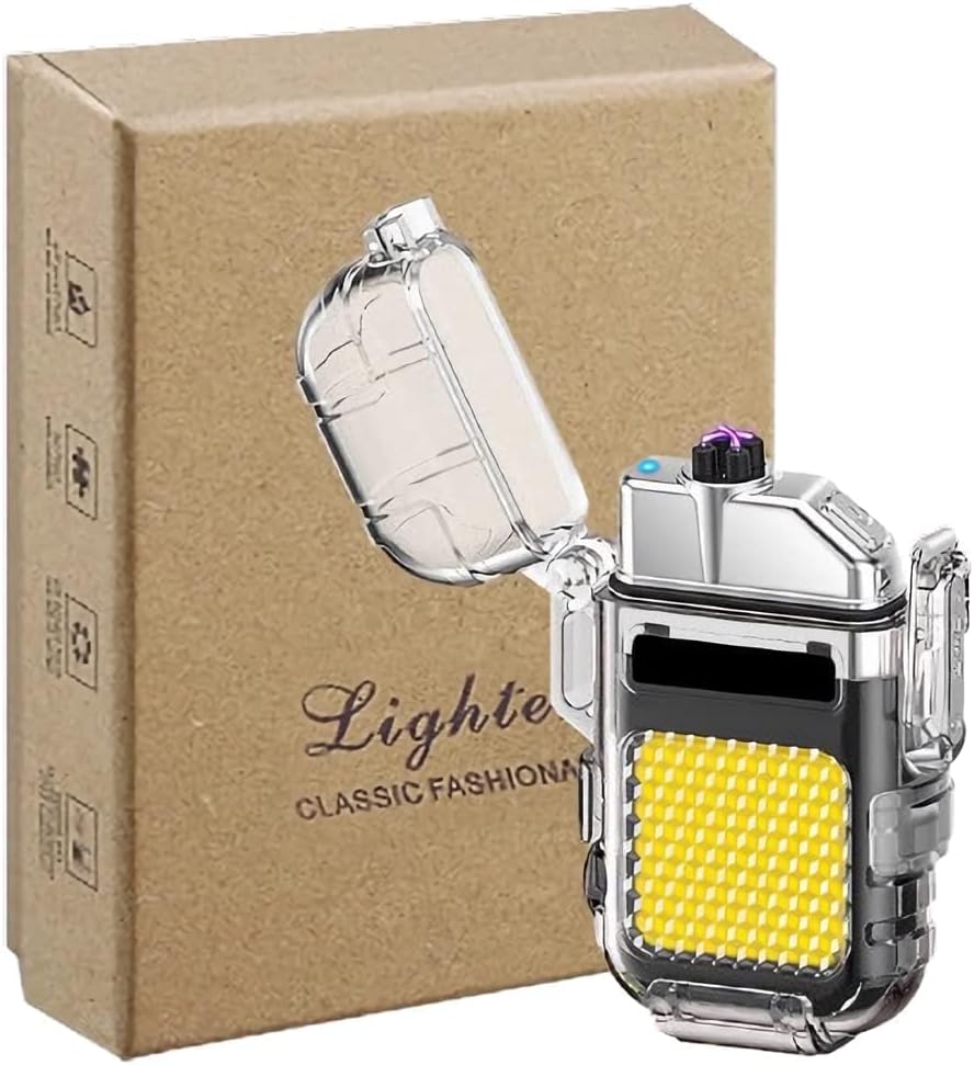 Zerolex Arc Electric Lighter USB Rechargeable Lighter LED Flaslight Double Arc Plasma Lighter Perfect for Camping Hiking Traveling