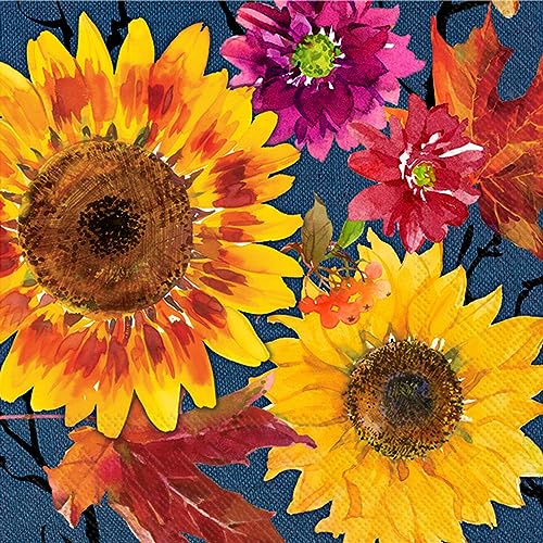 Serviettes de déjeuner à fleurs d'automne 40 pièces pour vos repas de fête