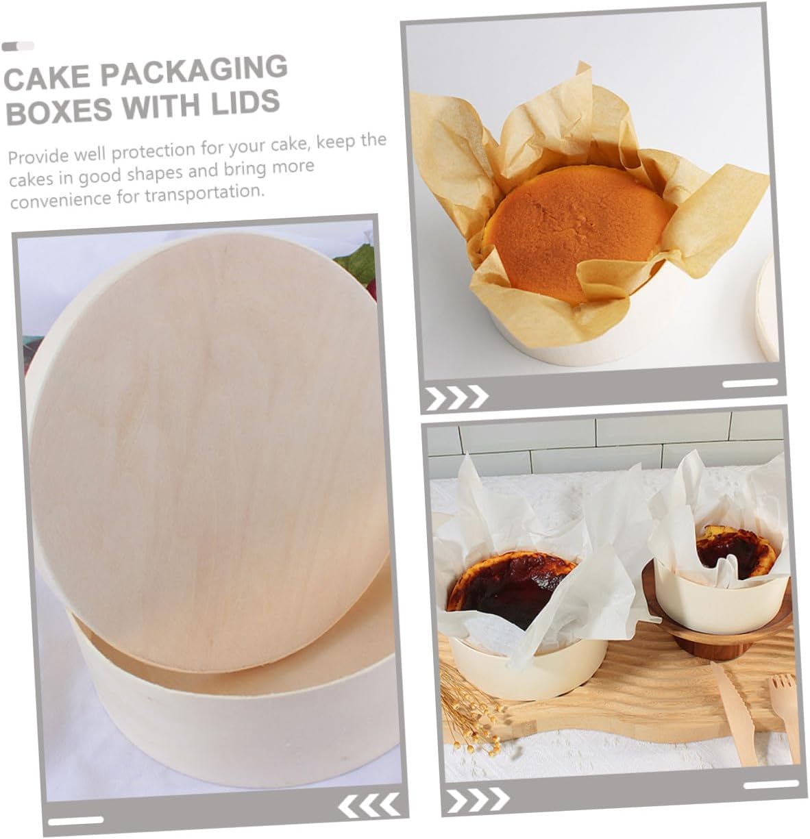 COLLBATH Wooden Cake Box with Lid, Dessert Carrier for Weddings