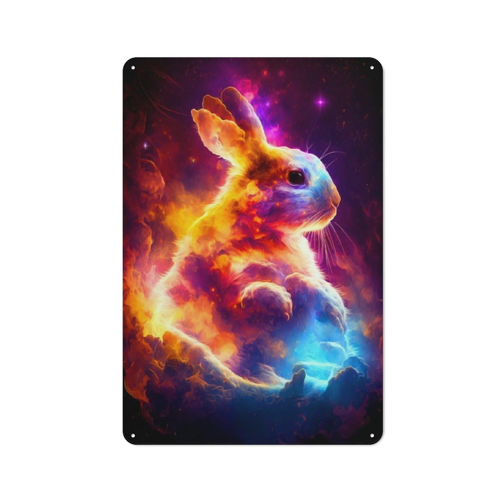Loft Style Metal Wall Sign 30x20cm Featuring Bunny, Studio Wall Art for Loft, Studio, Office Or Creative Room
