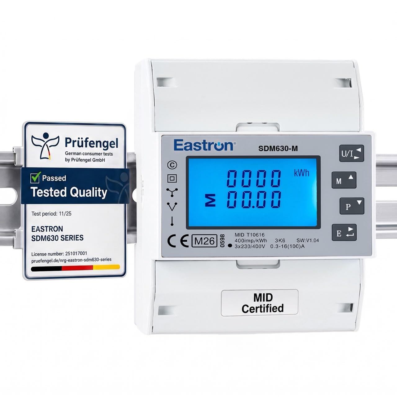 Eastron SDM630Modbus-V3 - Contatore di corrente trifase digitale per guida DIN, multifunzionale, bidirezionale con 2x S0, RS485 Modbus-RTU