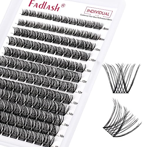 Lash Clusters DIY Eyelash Extensions 120 Clusters Lashes D Curl 0.07 Natural Individual Lash Extensions Mixed Tray False Eyelashes Soft &amp; Strong Thin Band DIY at Home (F30-0.07D, 8-16mm)