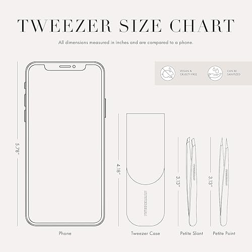 Miniatura 6 de Tweezerman Petite Tweeze Set with Travel Case - Point and Slant Tweezers, Tweezers for Travel (Black Case)