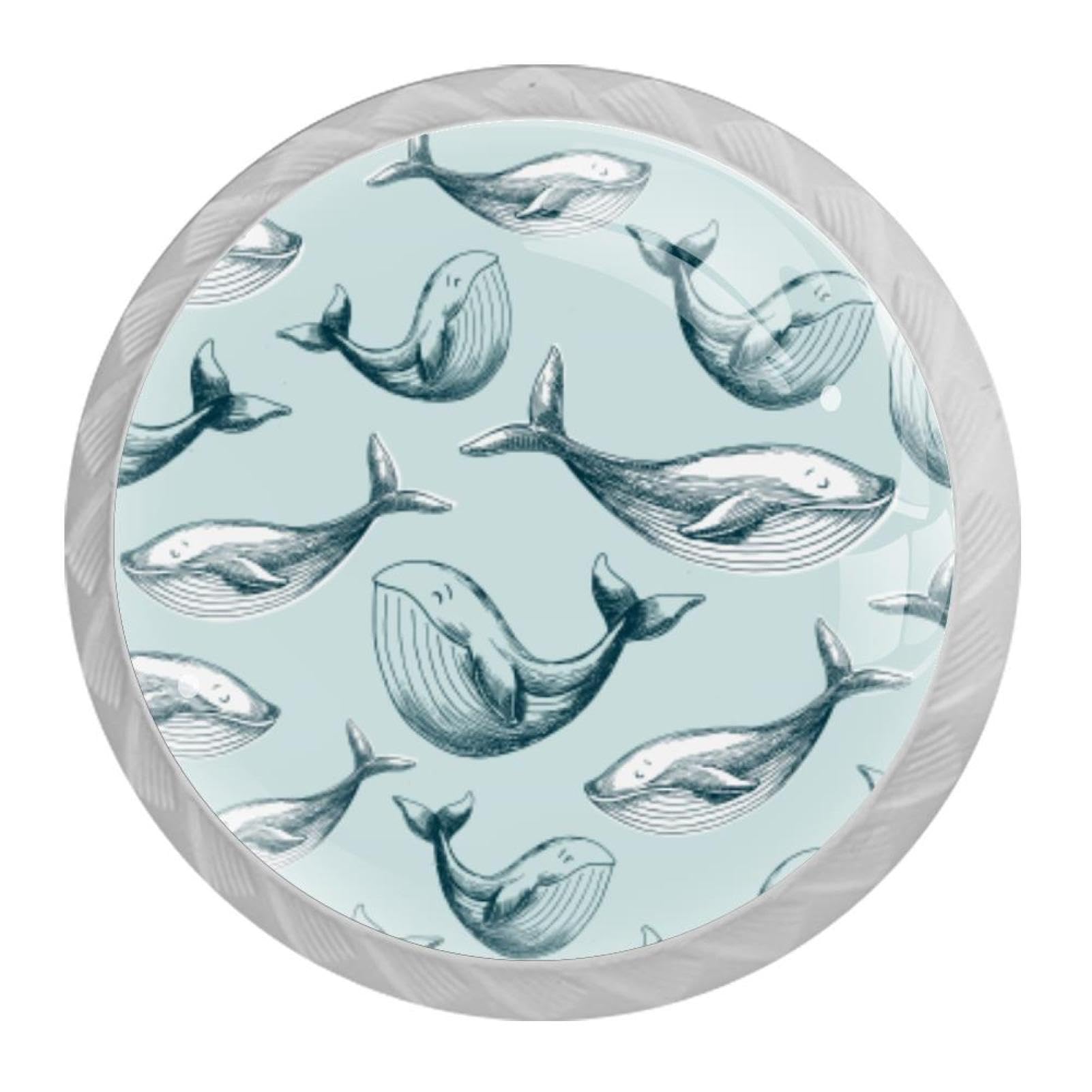 Tqmspg Multi08 4 Pieces Drawer Pulls Whale Pattern Door Knobs Dresser Handles For Kitchen Wardrobe Cupboard Hardware Furniture