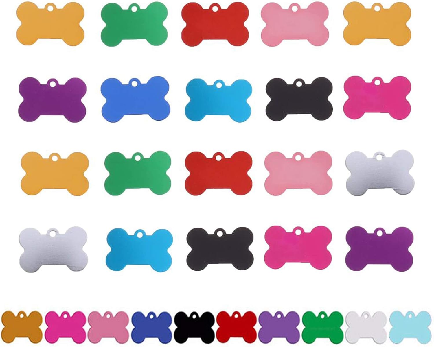 erduoduo 30pcs Pet ID Tag Bone Shape, Aluminum Alloy for Dogs and Cats Pet ID Tag-38mm