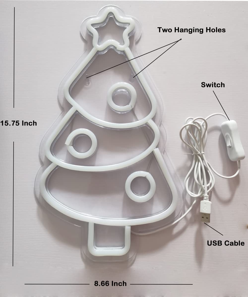 Panneau néon pour sapin de Noël - Décoration murale à LED - Pour fête de Noël, bar, maison, chambre à coucher