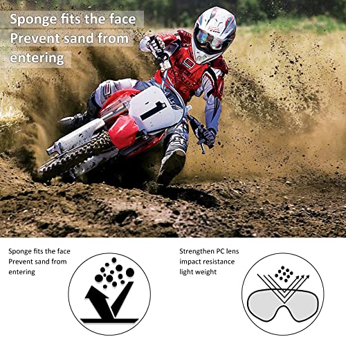 Image of Dirt Bike ATV Goggles Motorcycle Motocorss Riding Racing Glasses | Offroad Bike Goggles, UV400, Anti-Fog Scratch Lens, Dustproof Windproof, for Men Women Youth, Graffiti Frame + Colorful Lens
