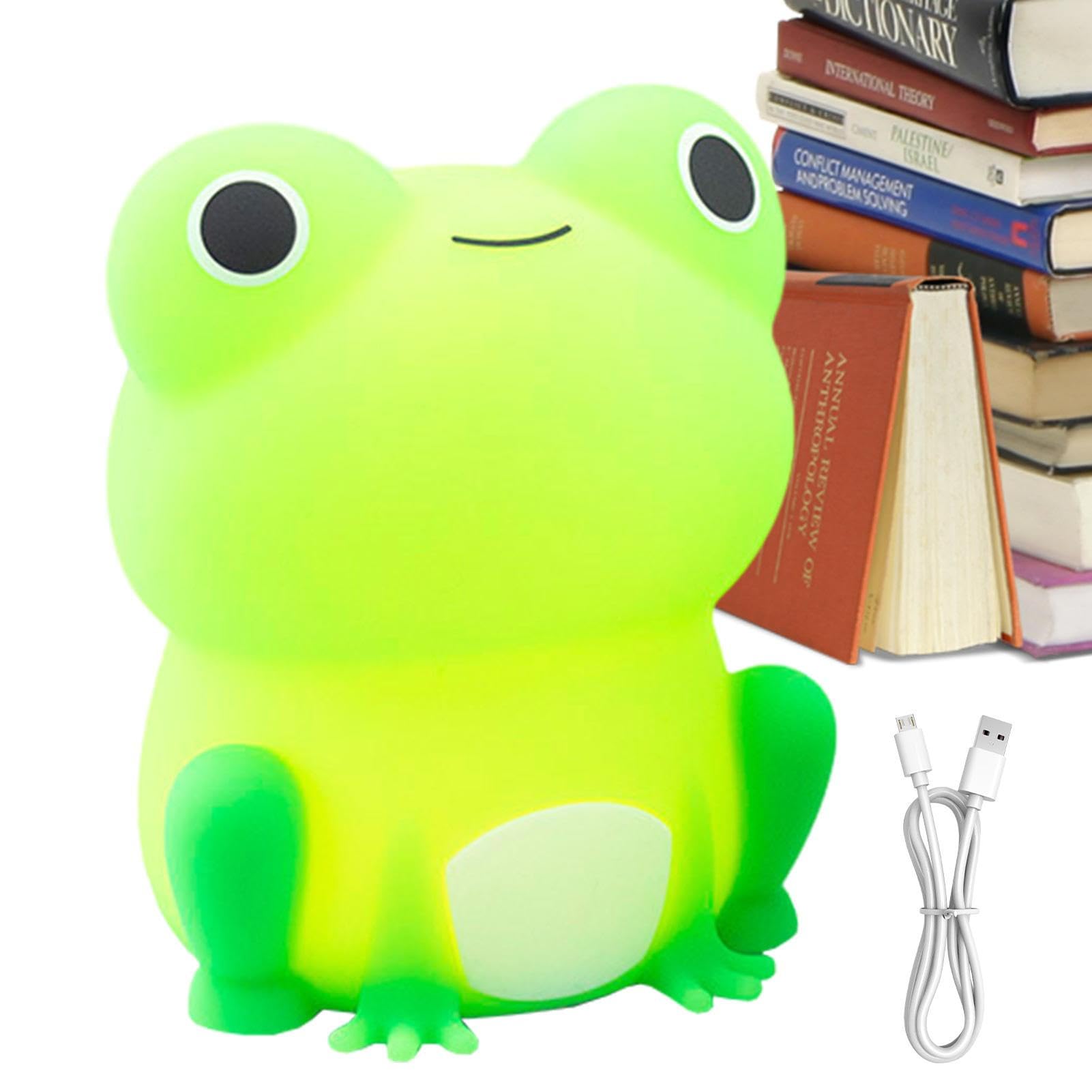 Frog Night Light, Silicone Automatic Timer Dimmable Rechargeable Touch Lights for Girls Boys Nursery Home Animal Night Light
