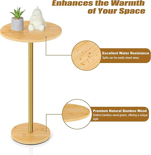 Miniatura 4 de Vrisa Mesa auxiliar pequeña para espacios pequeños, mesa auxiliar redonda con pedestal, mesa auxiliar moderna de Martini para sala de estar,