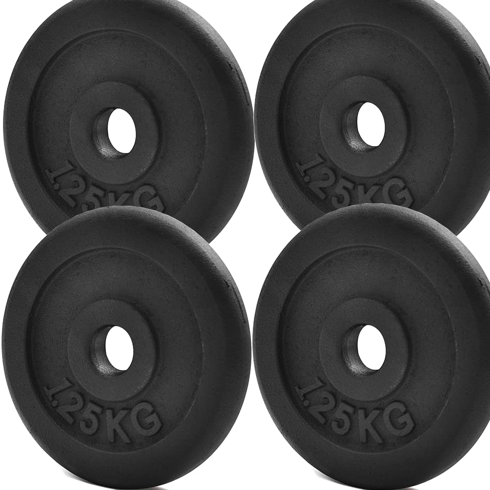 KK Cast iron Weight Plate Set For 1 Inch Barbell Bar Cast iron Weight Disc Pair-2 x 2.5kg, 5kg or 10kg Barbell Weight Plates-Dumbbell Plates for Home