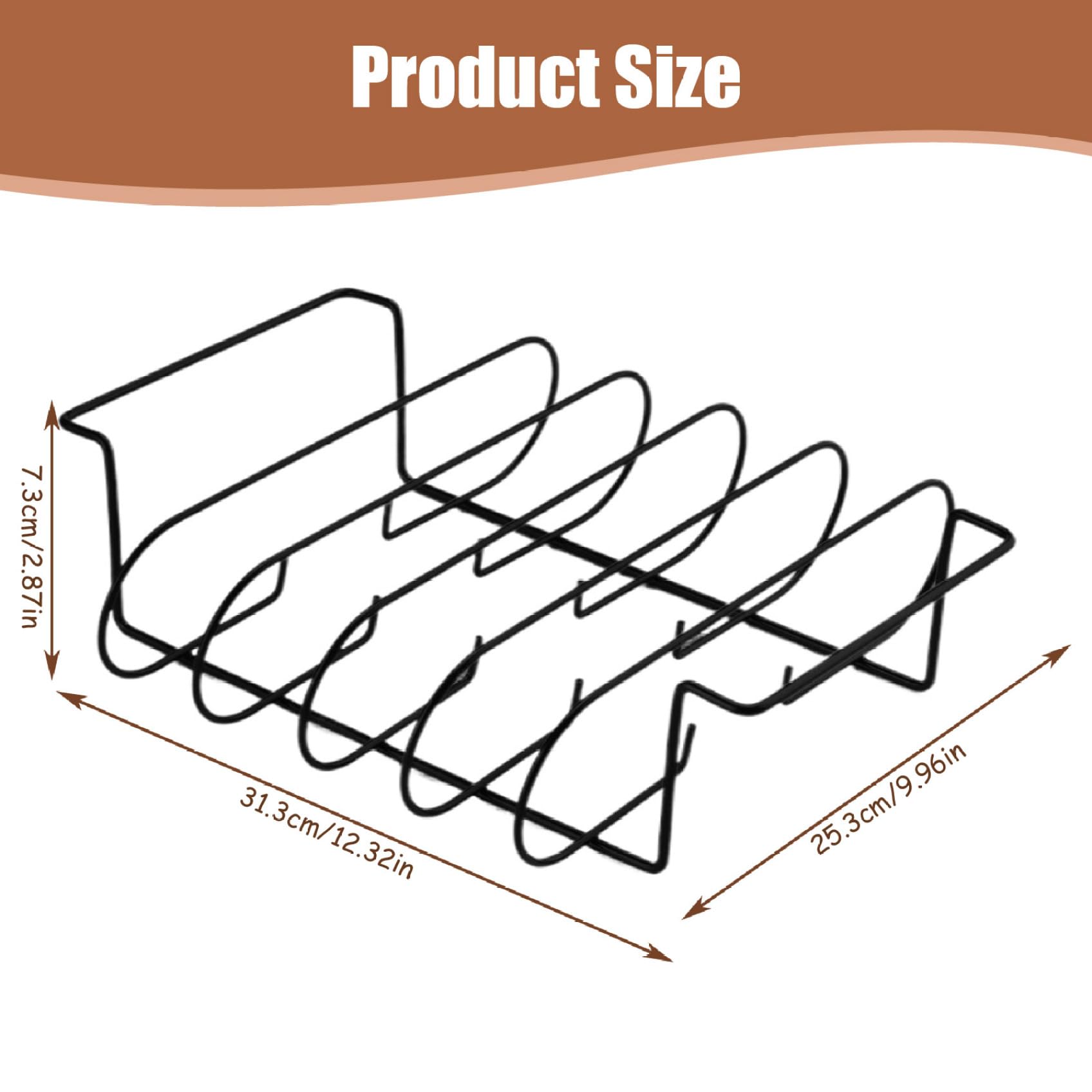 Hbbgdiy Non-Stick Carbon Steel Rib Rack for Smoking and Grilling, Vertical Beef, Pork & Chicken Rack for Outdoor Smoker, BBQ Grill, Jerky & Burger Holder Accessory