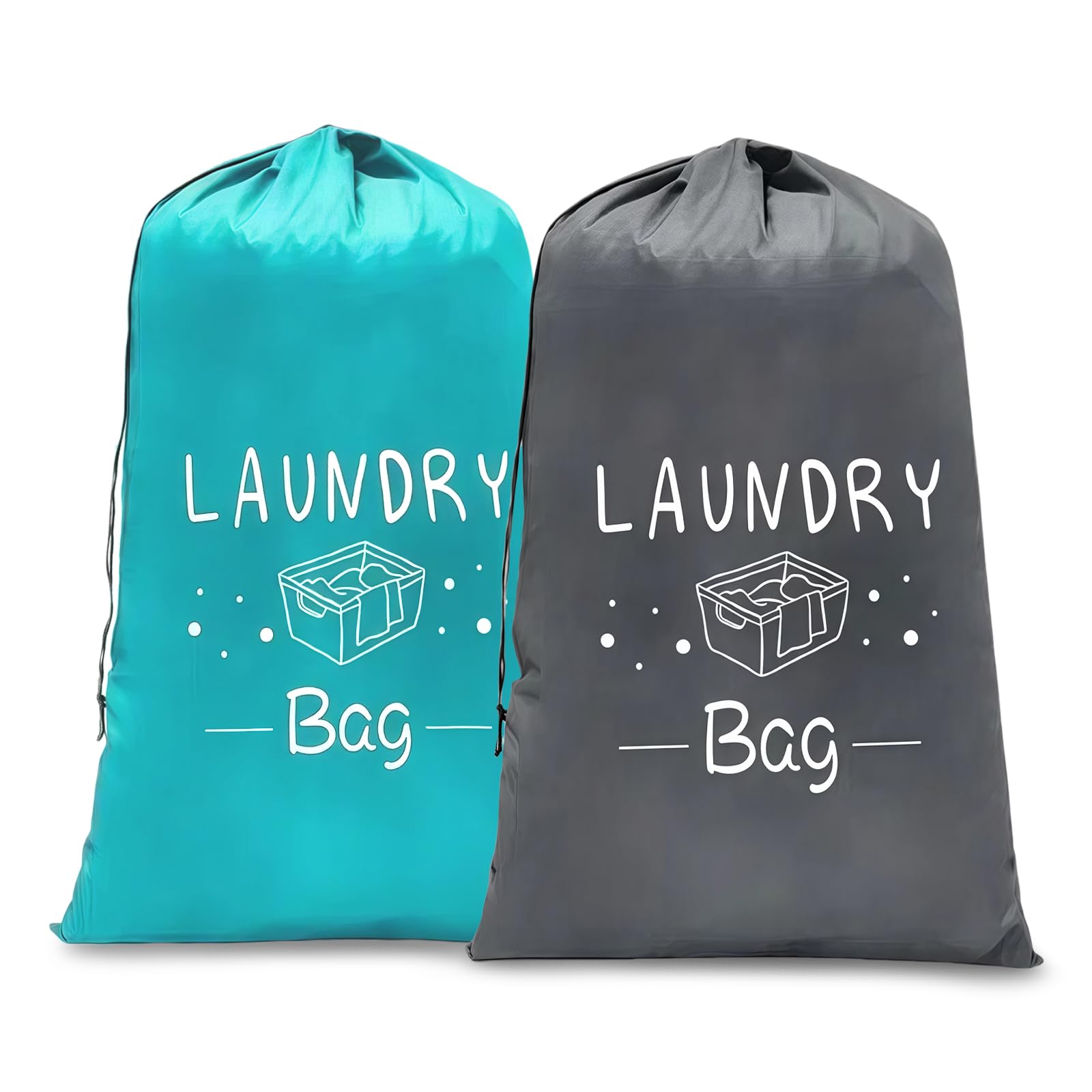 flintronic 2 Pack Extra Large Laundry Bag, 61×91cm Foldable Storage Bag, Dirty Clothes Bags, with Drawstring Closure, Durable Rip-Stop, Convenient, for Travel/Bathroom/Bedroom/Dormitory