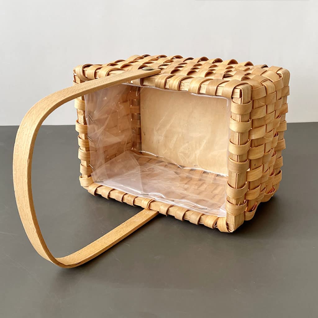LIOONS Portapane Cesto portaoggetti in Rattan Fatto a Mano, Porta Pane in Legno Cestino per Torta Porta Pane per Frutta da Picnic Grande capacità