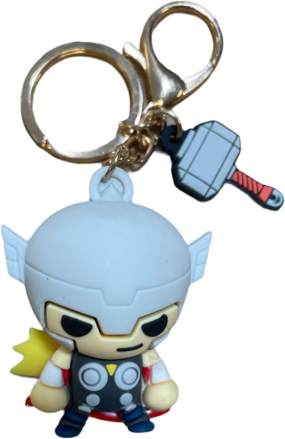 KeyringThor 3D Big Head Keyring Keychain Bag Pencil Case Charm Pendent Zip Accessory, Silver, 6cm