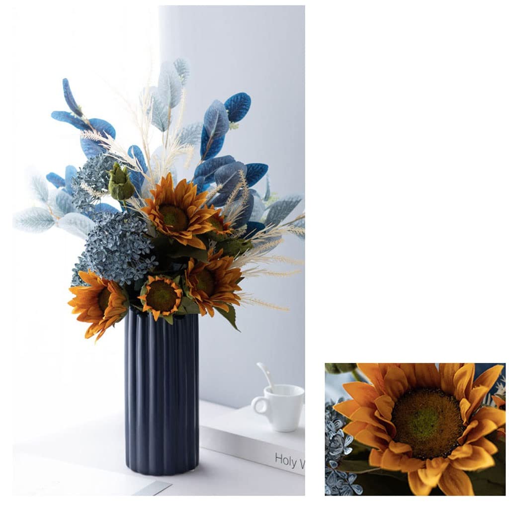 Künstliche Blumen Seide Tuch Künstliche Blumen mit Keramik Vase Home Office Party Decor Hochzeit Dekoration Mittelstücke Gefälschte Blume Set Künstliche Blumen wie Echt