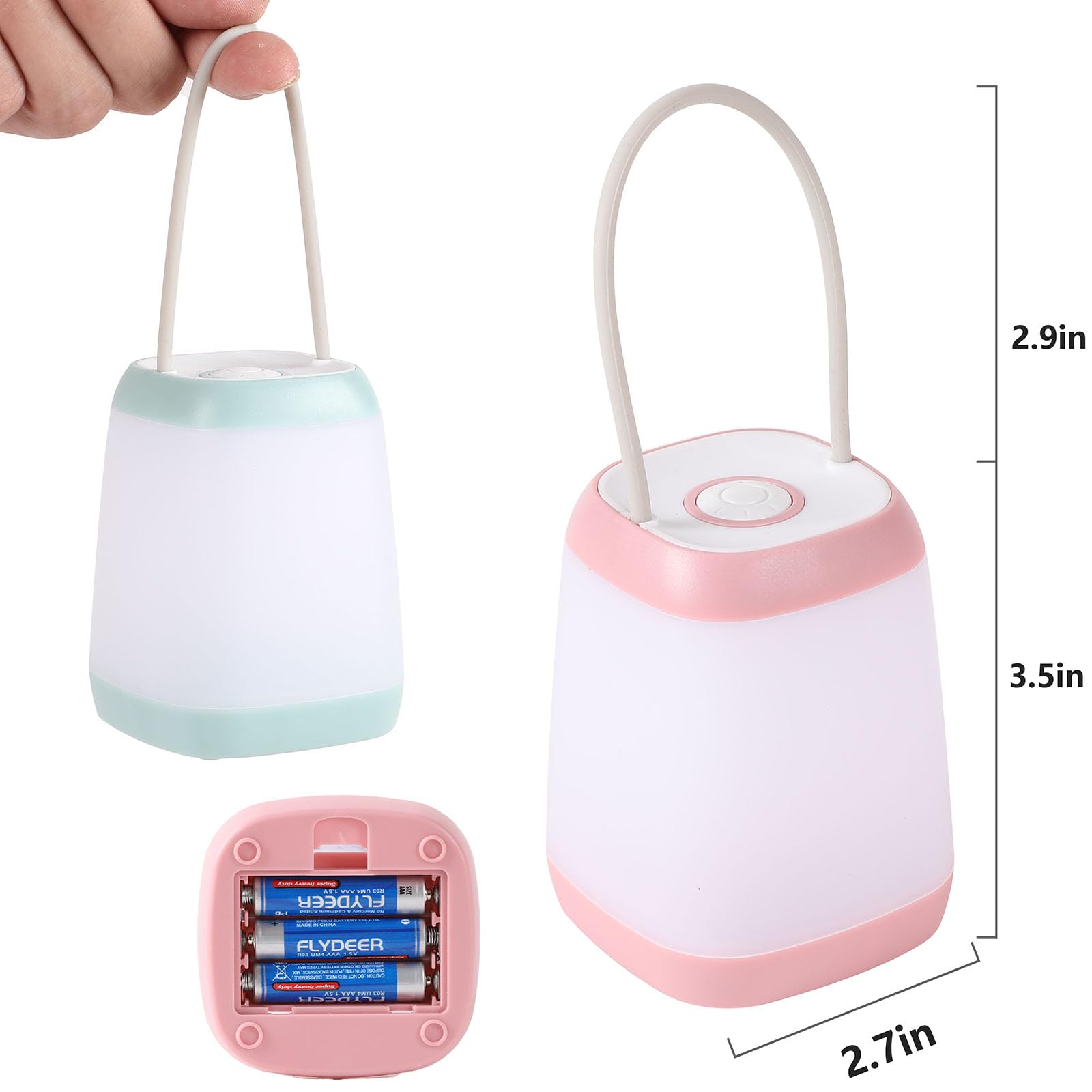 Lot de 3 lampes de camping LED portables 3 modes pour randonnée, camping, randonnée, éclairage d'urgence alimenté par piles pour extérieur et intérieur