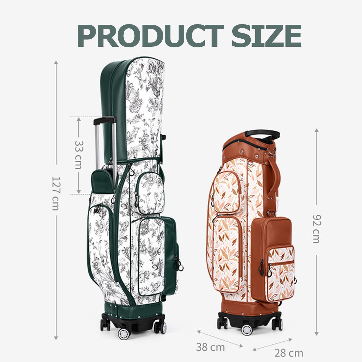 Torba podróżna golfowa z kółkami 360 stopni, lekka, wodoodporna konstrukcja, ukryta dźwignia i dedykowana przegroda na buty dla mężczyzn i kobiet