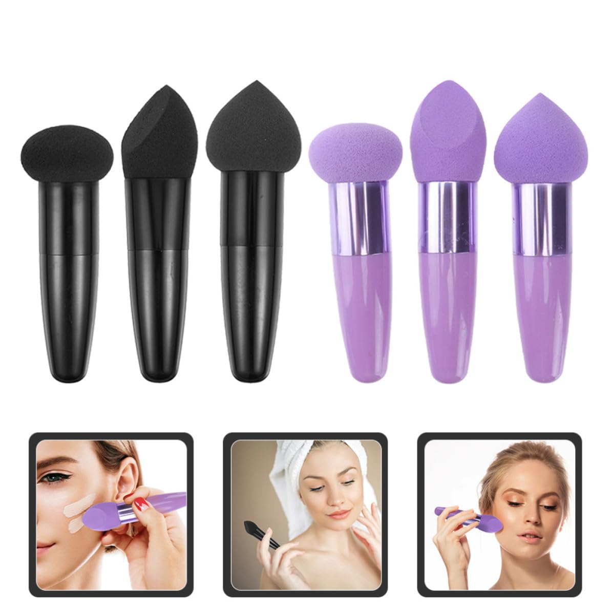 Esponjas de Maquillaje Profesionales Portátiles y Delicadas Set de 6 de Látex en Forma de Bolígrafo para Uso Simple y Práctico en Maquillaje Facial