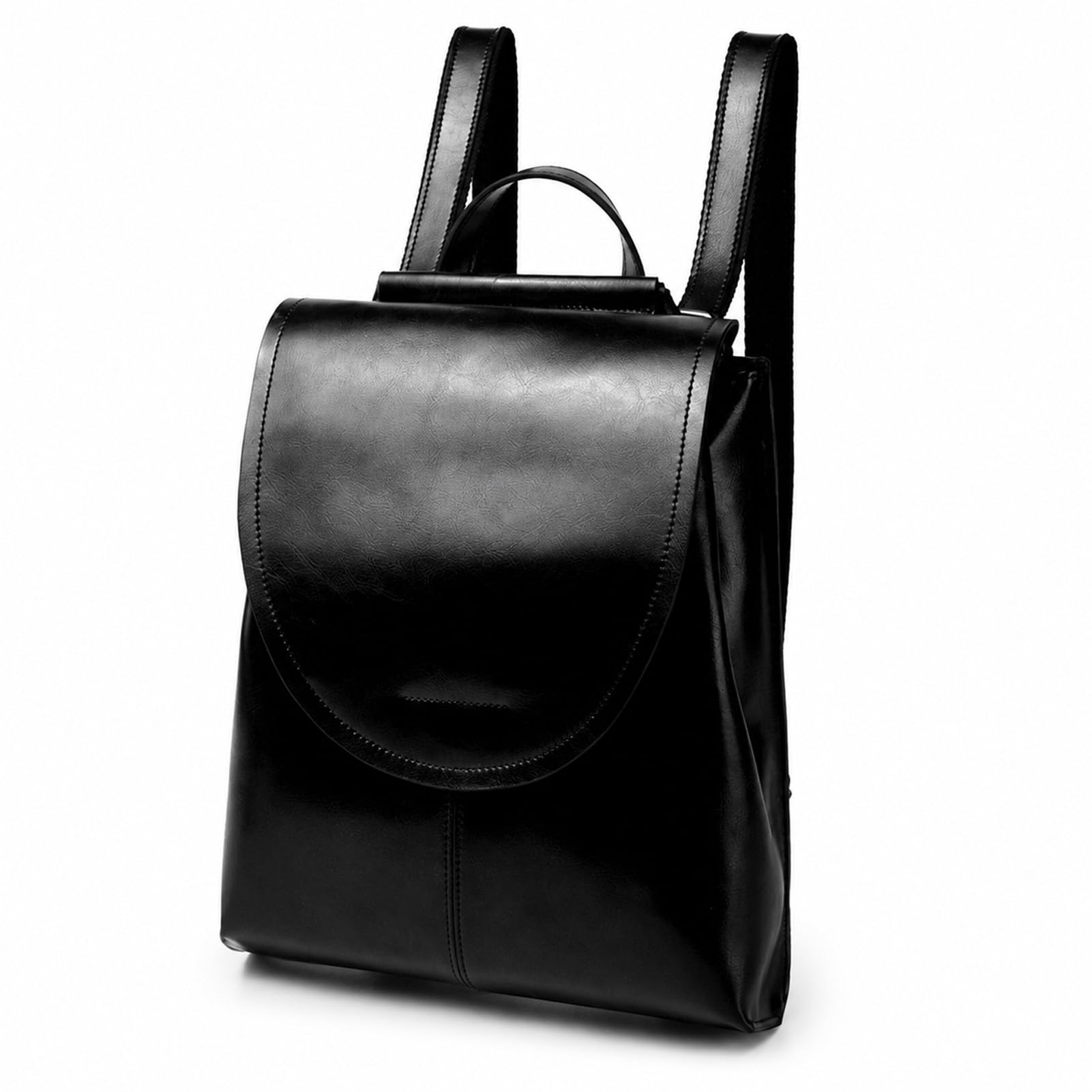 Drawelry Retro Rindsleder Rucksack für Damen, Multifunktional Echtleder Rucksäcke Tagesrucksack Handtasche Britischer College Stil Umhängetasche Schultertasche Frauen Leder Daypack (A-Schwarz)