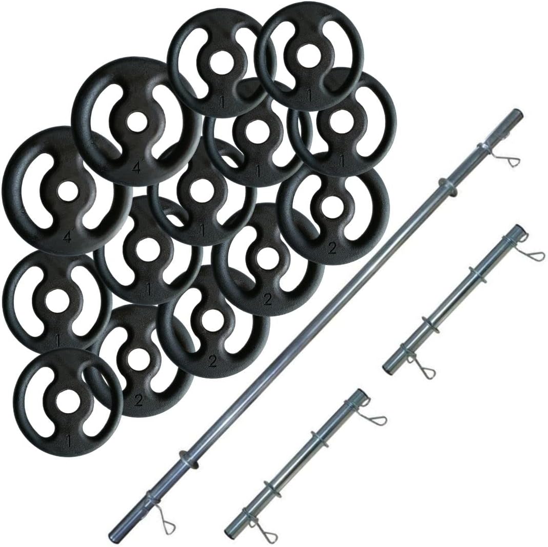 Kit Anilhas e Barras para Musculação - 23 Peças