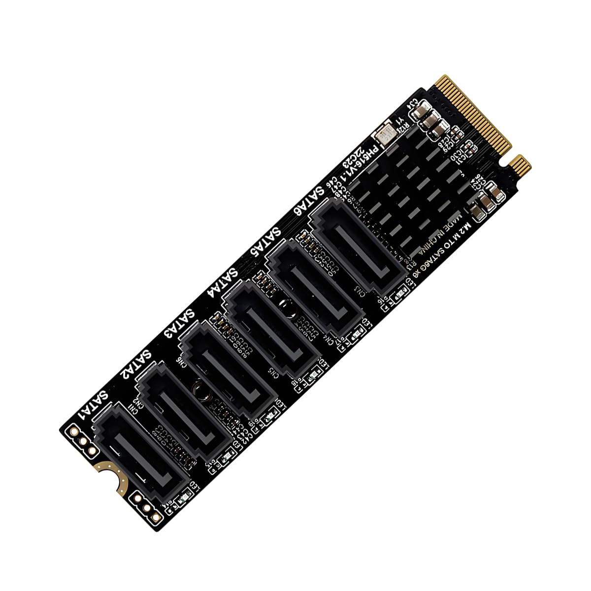 PCIE3.0 M.2 M Key to 6Ports SATA III Expansion Card 6Gbps with LED Indicator Compatible with ASM1166