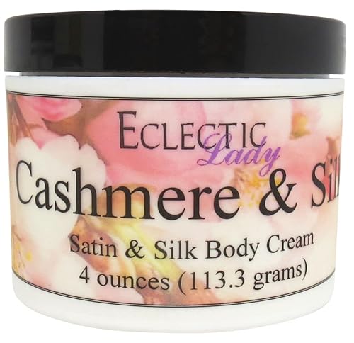 Eclectic Lady Crema de satén y seda de cachemira y seda, crema corporal, loción corporal, 4 onzas, manteca de karité, aloe, aminoácidos de seda,