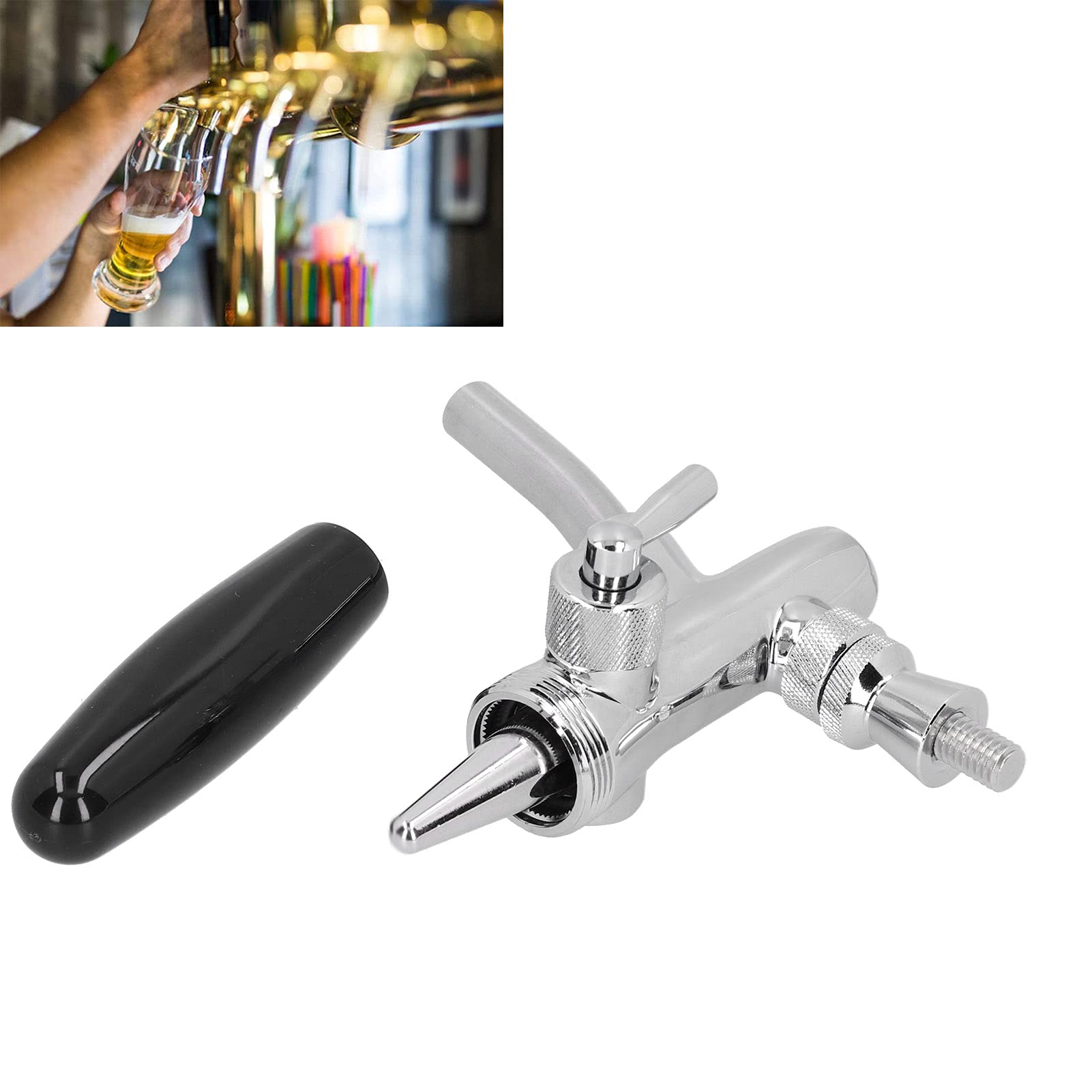 Rubinetto per Birra, 3cm/1,2pollici Rubinetto Regolabile con Manico Lungo in Acciaio Inossidabile Distributore di Bevande per Birra Botte Alla Spina Sostituzione dell'erogatore del Rubinetto per Bar