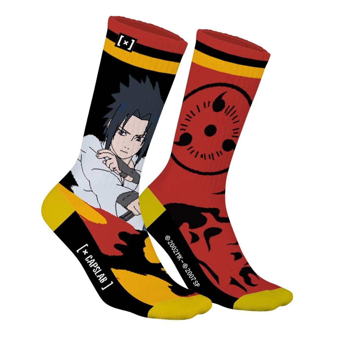 Capslab Anime & Pop Culture Socks - Cool Stockings with Iconic Motifs of Pikachu, Zoro, Sasuke & More, Socks-Naruto Sasuke-red-#35490, 43-46