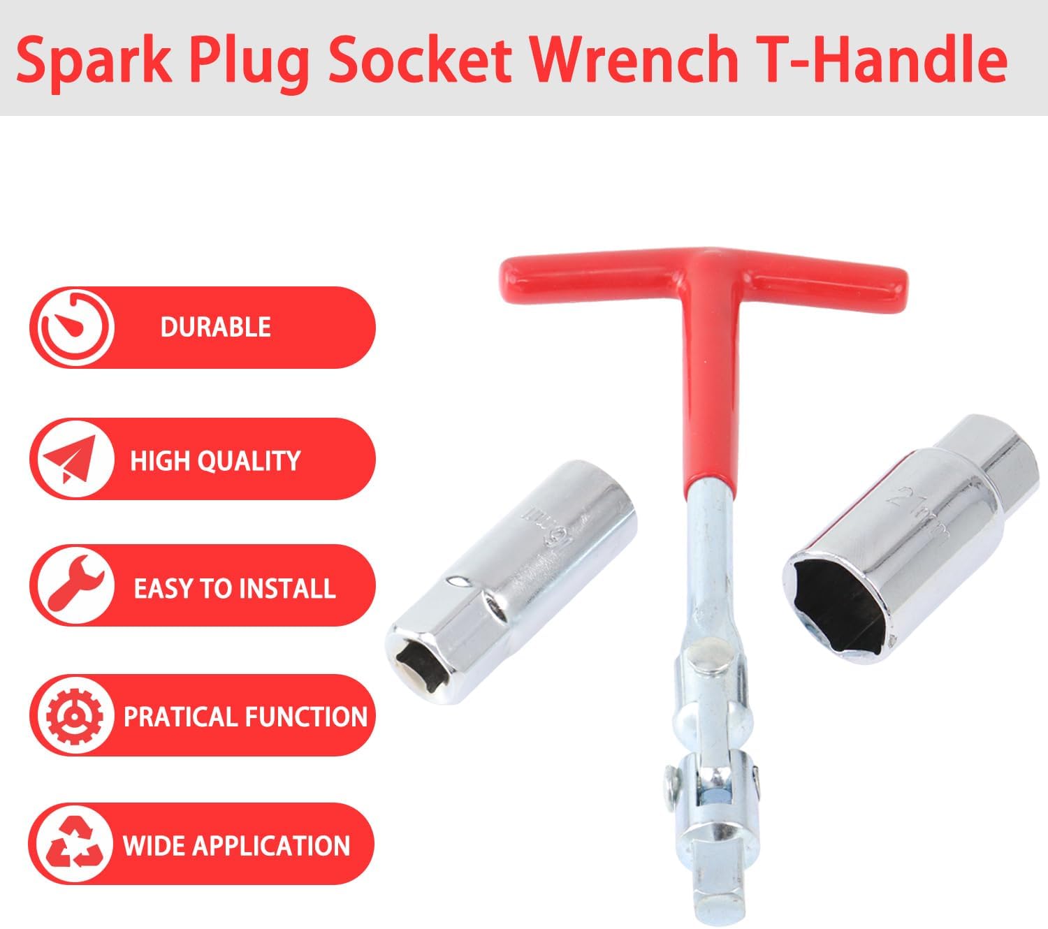 Spark Plug Socket Wrench Set - T-Handle Universal 16mm (5/8") & 21mm (13/16") Spark Plug Remover and Installer Tool for Motorcycles, Small Motor Vehicles, Lawn Mowers