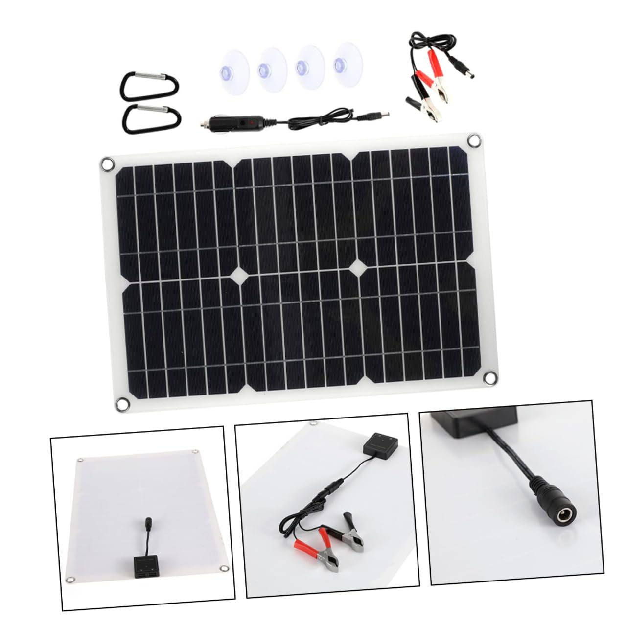 Panneau Solaire Portable 20w 18v avec Clip Batterie, Léger et Polyvalent pour Applications Extérieures et Automobiles