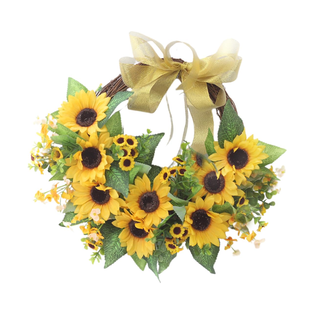 Garneck 1pezzi Ghirlanda Da Porta Con Girasoli Decorazione Per Porta d Ingresso Ornamento Giallo Con Fiocco Adatta Per Soggiorno Sala Lettura Camera Da Letto e Sala Giochi