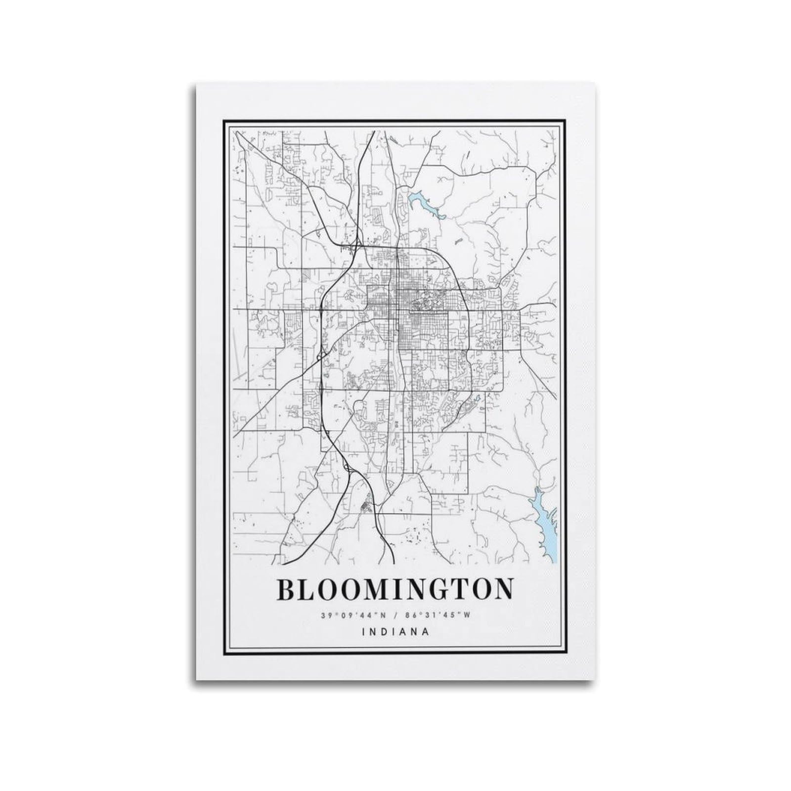 xiaoxiaoshen Bloomington Indiana Map Canvas Poster Wall Art Prints Room Aesthetic Murals Bedroom And Living Decorations 24x36inch(60x90cm)