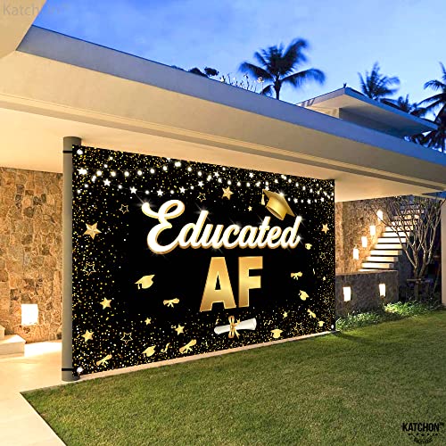 Image of KatchOn, XtraLarge Educated AF Banner - 72x44 Inch | Grad Banner, Black and Gold Graduation Decorations 2026 | Graduation Backdrop, Educated AF Decorations |